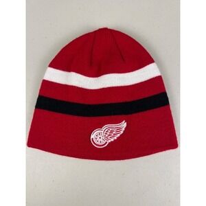 Detroit Red Wings NHL Fan Favorite OSFA Beanie Hat Red White Black